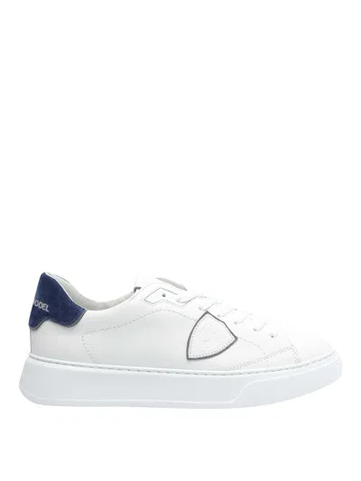 Philippe Model Temple Low Sneakers In White Leather In White