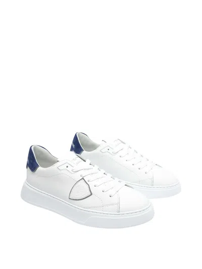 Philippe Model Temple Low Sneakers In White Leather In White