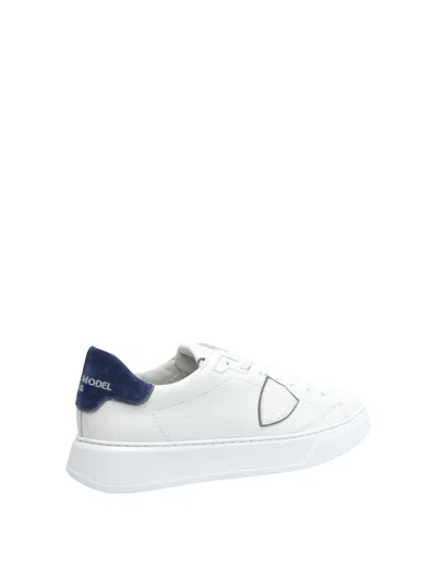 Philippe Model Temple Low Sneakers In White Leather In White