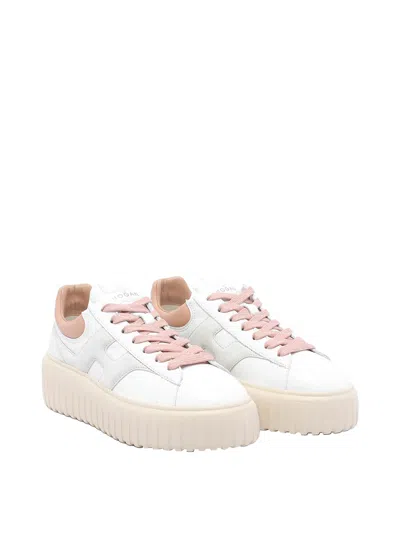 Hogan Chunky Platform Sneakers With Smooth And Textured Uppers In White