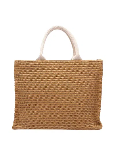 Marni Raffia Small Tote Bag In Brown