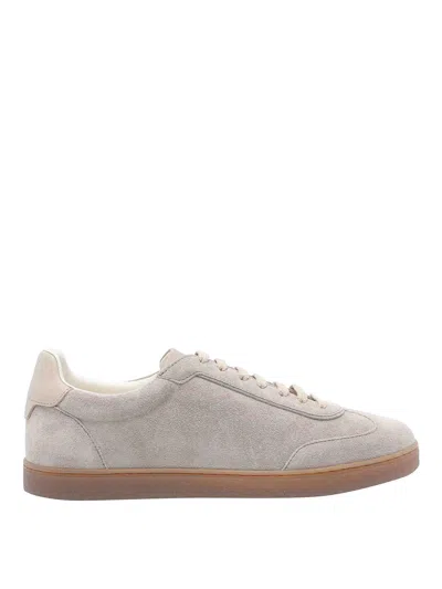 Brunello Cucinelli Beige Lace Up Sneakers In Multi