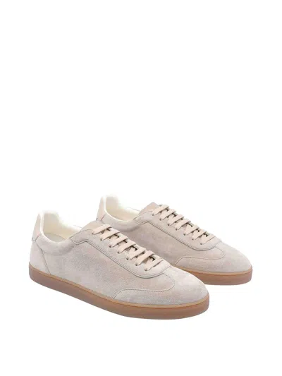 Brunello Cucinelli Beige Lace Up Sneakers In Multi