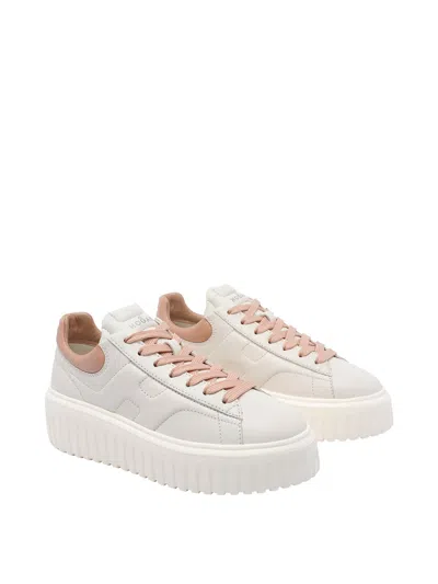 Hogan Chunky Platform Sneakers With Smooth And Textured Uppers In Neutral