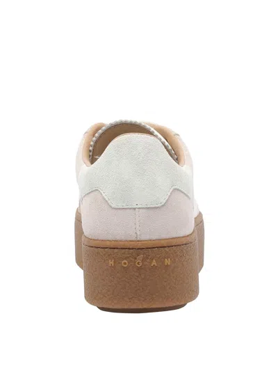Hogan Platform Sneakers With Suede Upper And Leather Logo In Sand