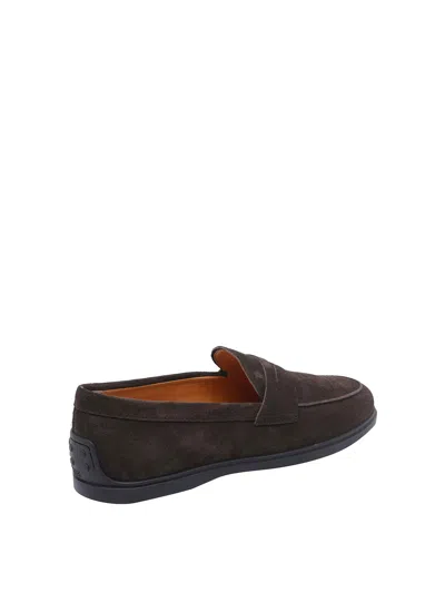 Tod's Loafers With Gommini On Back And Penny Strap In Brown