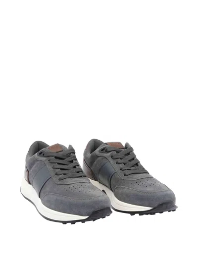 Tod's Suede Leather Sneakers In Gray