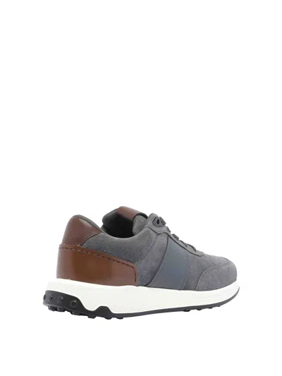 Tod's Suede Leather Sneakers In Gray