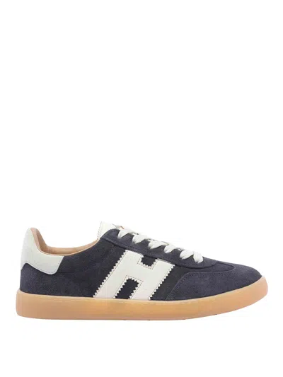 Hogan Navy Suede Leather H Sneakers In Black