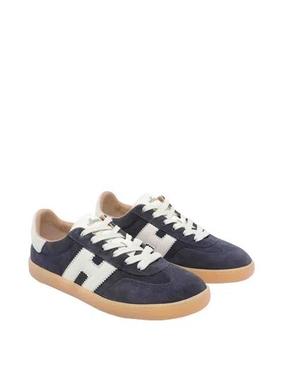 Hogan Navy Suede Leather H Sneakers In Black