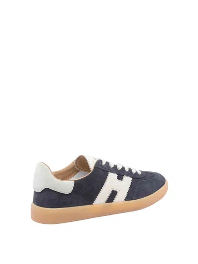 Hogan Navy Suede Leather H Sneakers In Black