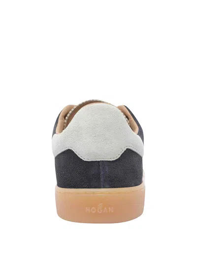 Hogan Navy Suede Leather H Sneakers In Black