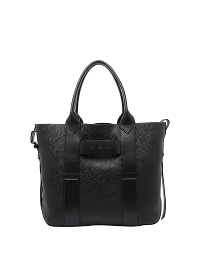 Hogan Handbag With Textured Finish And Double Handle In Black