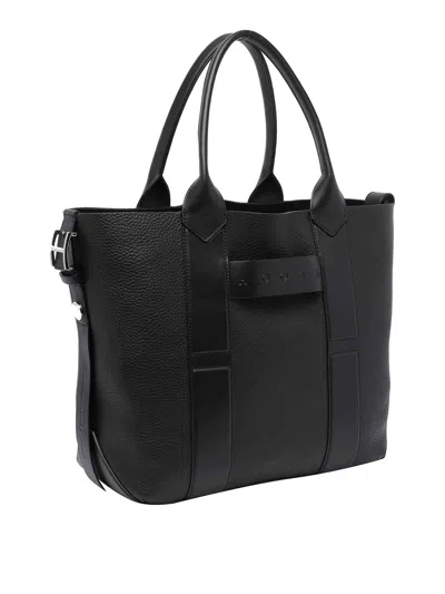 Hogan Handbag With Textured Finish And Double Handle In Black