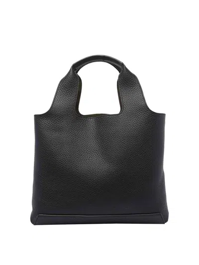 Hogan Structured Pebbled Shoulder Bag With Versatile Design In Black