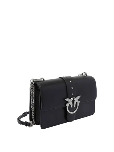 Pinko Rectangular Chain Strap Shoulder Bag With Metal Hardware And Front Embellishment In Black
