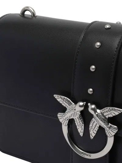 Pinko Rectangular Chain Strap Shoulder Bag With Metal Hardware And Front Embellishment In Black