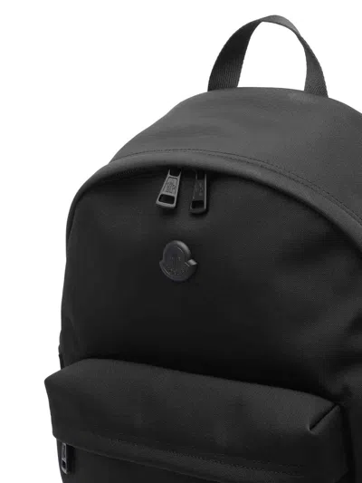 Moncler Pierrick Nylon Backpack Large Front Pocket In Black