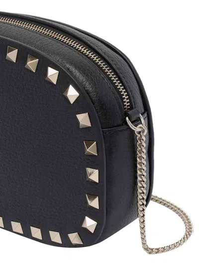Valentino Garavani Valentino Rockstud Mini Grainy Leather Crossbody In Black