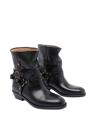 Isabel Marant 40mm Buckle-strap Leather Biker Boots In Multi