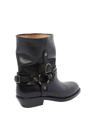 Isabel Marant 40mm Buckle-strap Leather Biker Boots In Multi