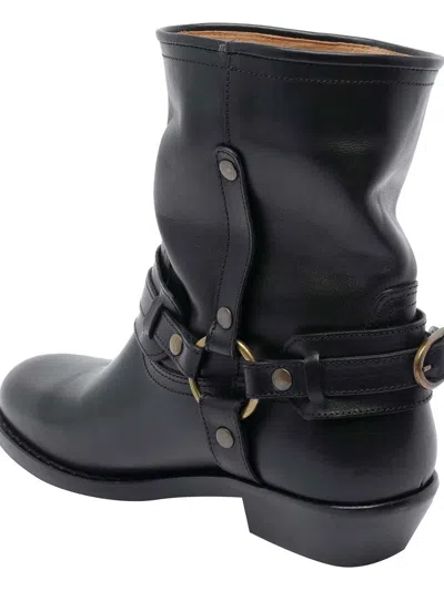 Isabel Marant 40mm Buckle-strap Leather Biker Boots In Multi