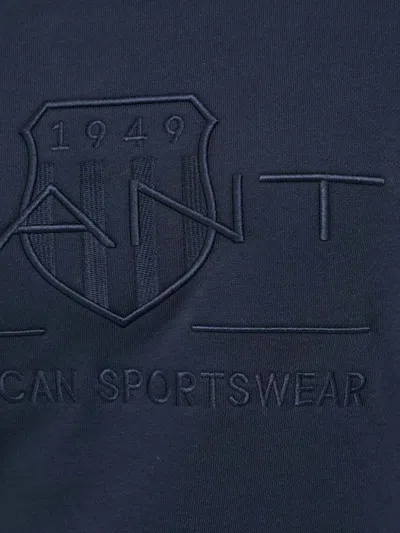 Gant Tonal Archive Shield Logo-embroidered Sweatshirt In Blue