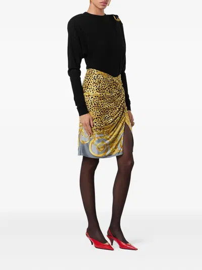 Versace Wool Sweater With Buckle Detail And Long Sleeves In Black