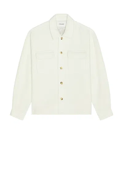 Frame Tweed Overshirt In White
