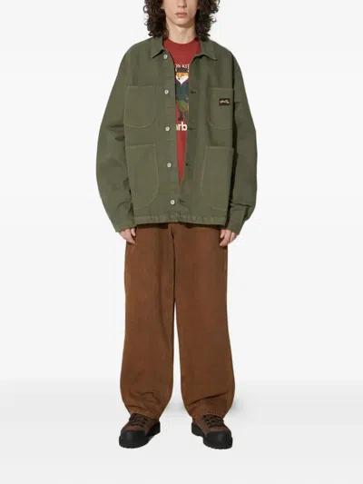 Stan Ray Coverall Double-pocket Button-front Jacket In Green