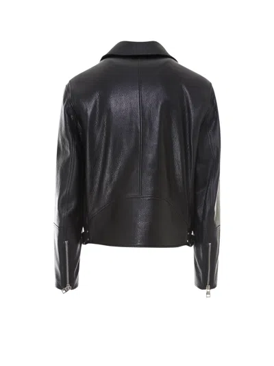 Alexander Mcqueen Leather Biker Jacket In Multi