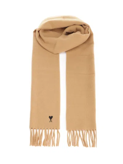 Ami Alexandre Mattiussi Ami De Coeur Scarf Scarves And Foulards Beige In Brown