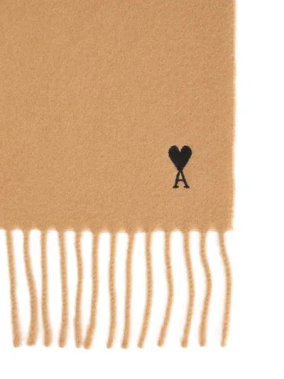 Ami Alexandre Mattiussi Ami De Coeur Scarf Scarves And Foulards Beige In Brown