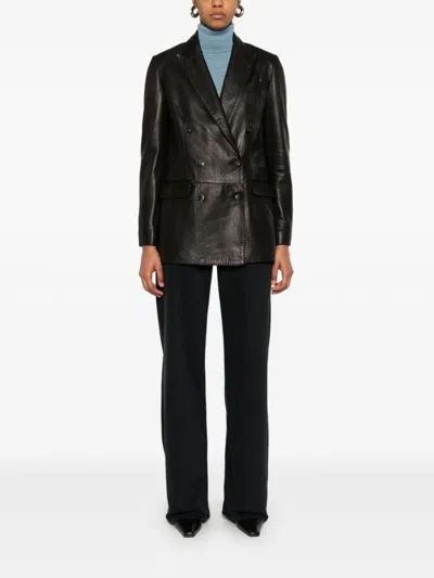 Ag Wide Leg Denim Trousers With Belt Loops In Black