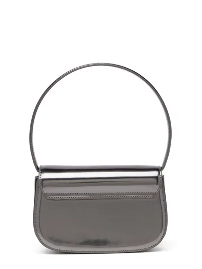 Diesel 1dr-iconic Shoulder Bag In Mirrored Leather In Silver