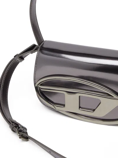 Diesel 1dr-iconic Shoulder Bag In Mirrored Leather In Silver