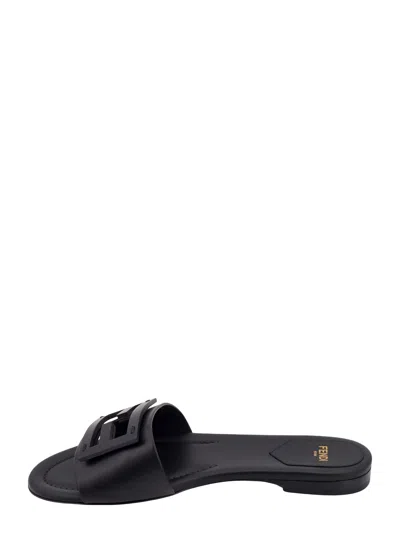 Fendi Baguette Leather Flat Sandals