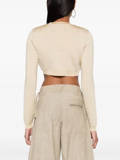 Versace Barocco Texture Cropped Cardigan In Neutral