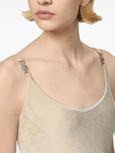 Versace Baroque Midi Dress In Neutrals