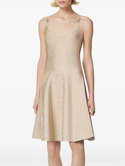 Versace Baroque Midi Dress In Neutrals