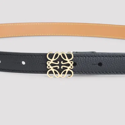 Loewe Textured Calfskin Belt With Gold-tone Buckle In Gray