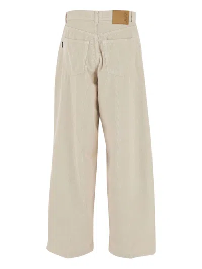 Haikure Oversized Velvet Trousers Belt Loops In Brown