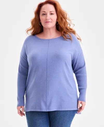 Style & Co Plus Size Luxsoft Tunic Sweater, Macy's Exclusive In Blue