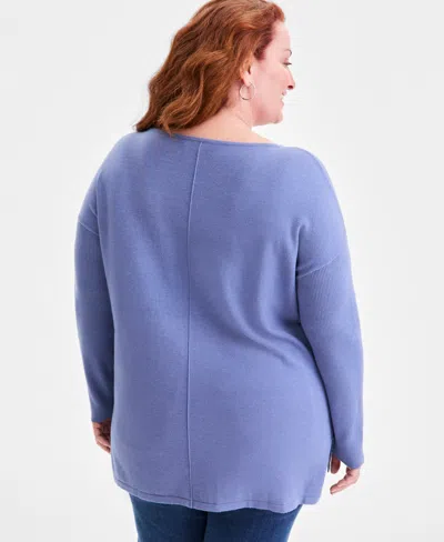 Style & Co Plus Size Luxsoft Tunic Sweater, Macy's Exclusive In Blue