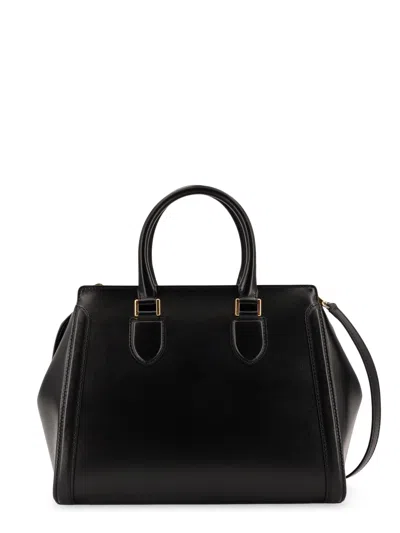Alexander Mcqueen Large Leather Shoulder Bag With Canvas Lining