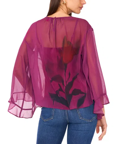 Vince Camuto Crewneck Flutter Sleeve Top In Purple