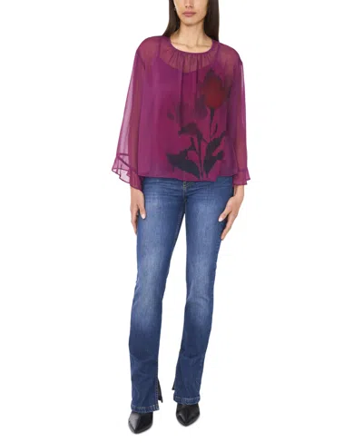 Vince Camuto Crewneck Flutter Sleeve Top In Purple