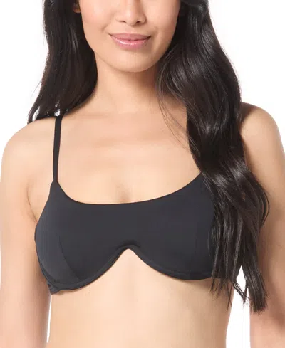 Vince Camuto Women's Printed Scoop Neck Underwire Bikini Top In Black