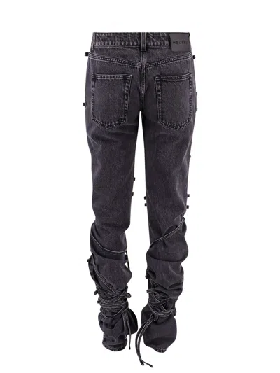 Alexander Mcqueen Women Black Denim Trouser With Knot Details In Black