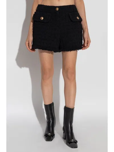 Versace Bouclé Tweed Shorts In Black